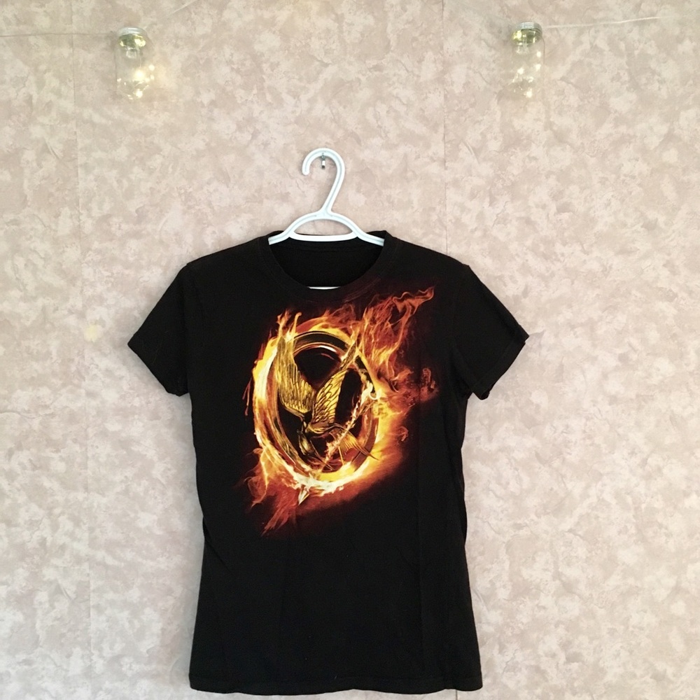 Hunger Games Fire Mockingjay Logo Tee